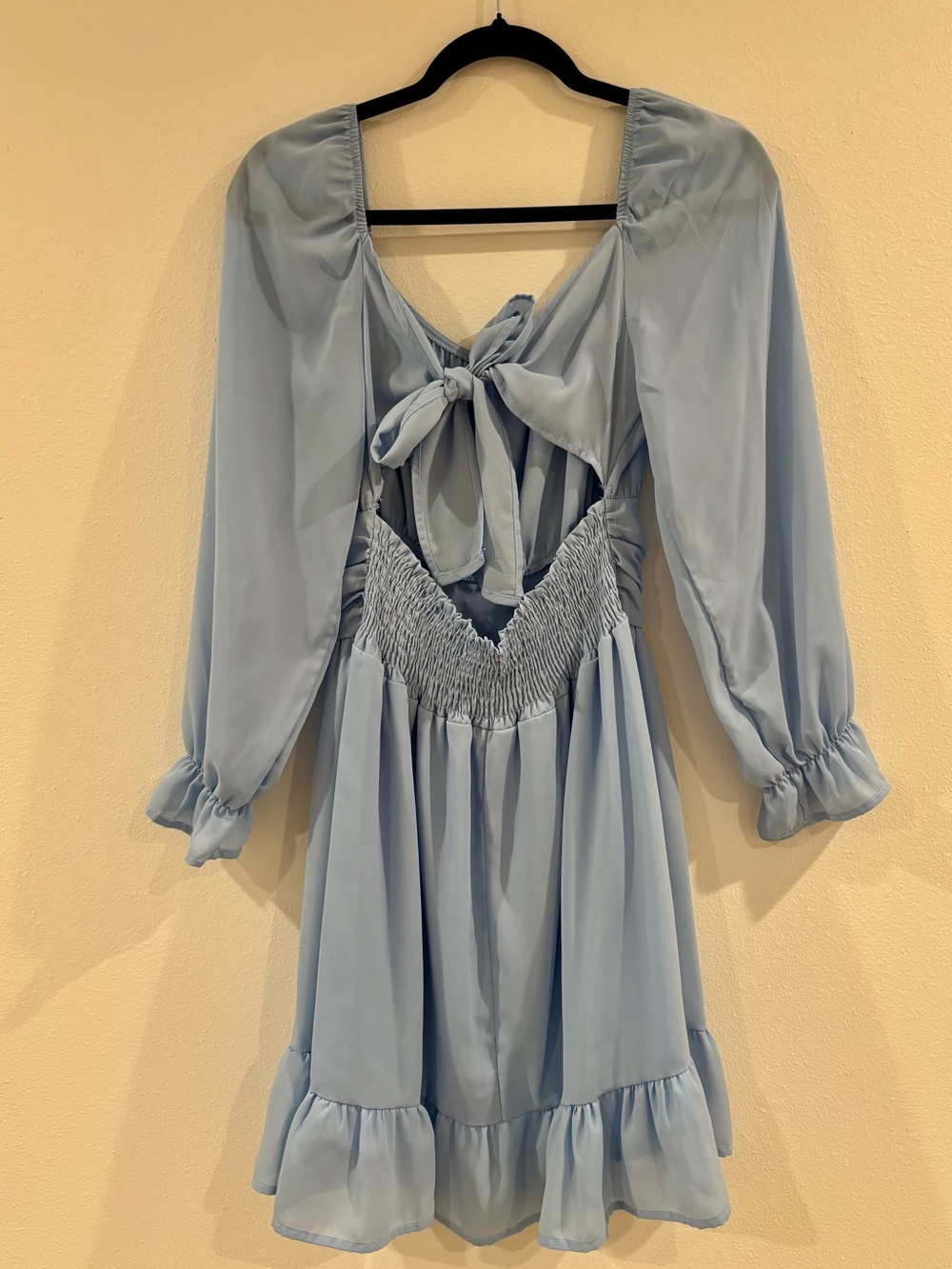 Women's Light Blue Puff-Sleeve Ruffle Dress - Picture 2 of 2
